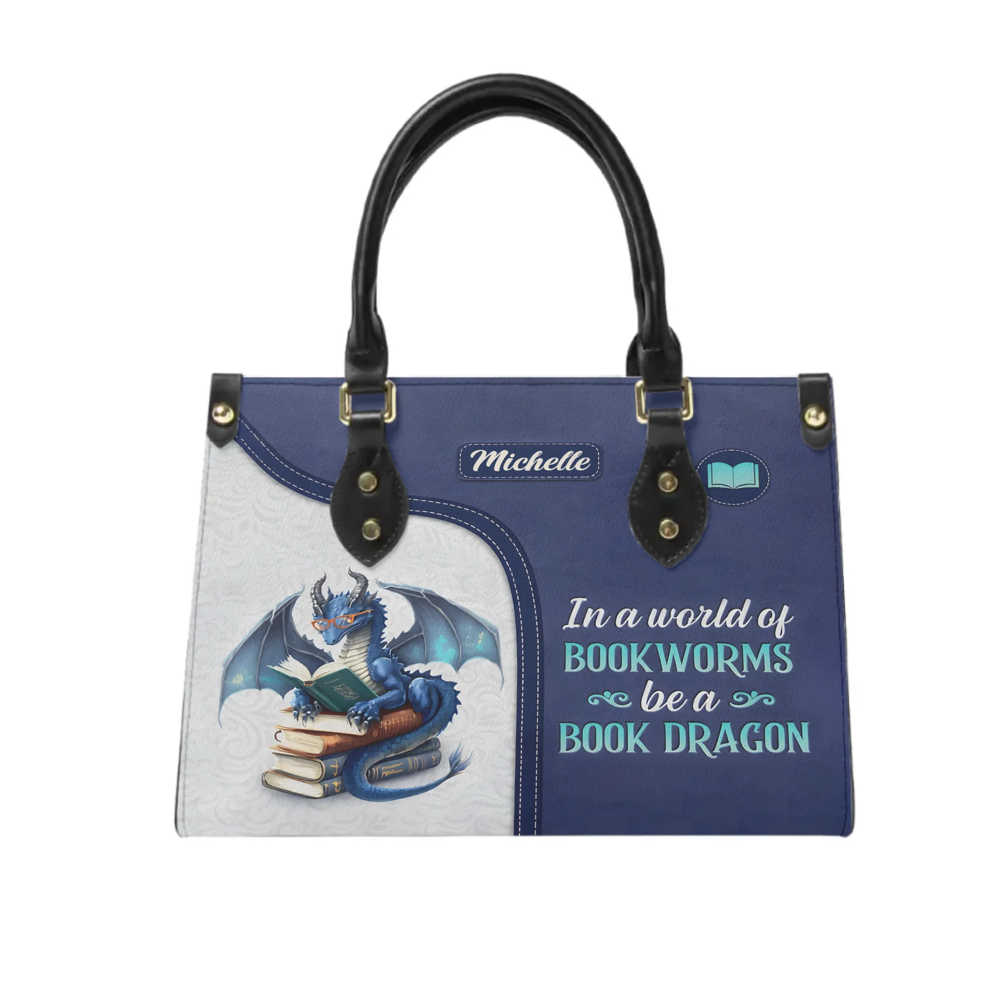 In A World Of Book Worms Be A Book Dragon - Personalized Name Tote Bag - Gift For Book Lovers