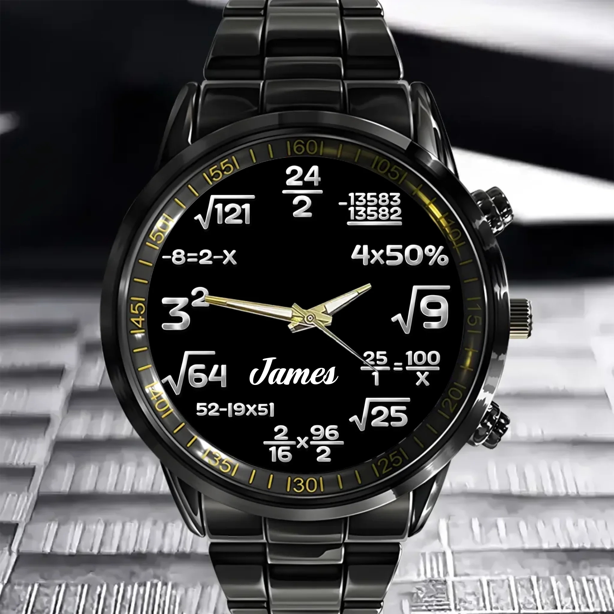 Customized Mathematical Dial Watch - Personalized Name - Gift For Friend, Mathematics Enthusiast