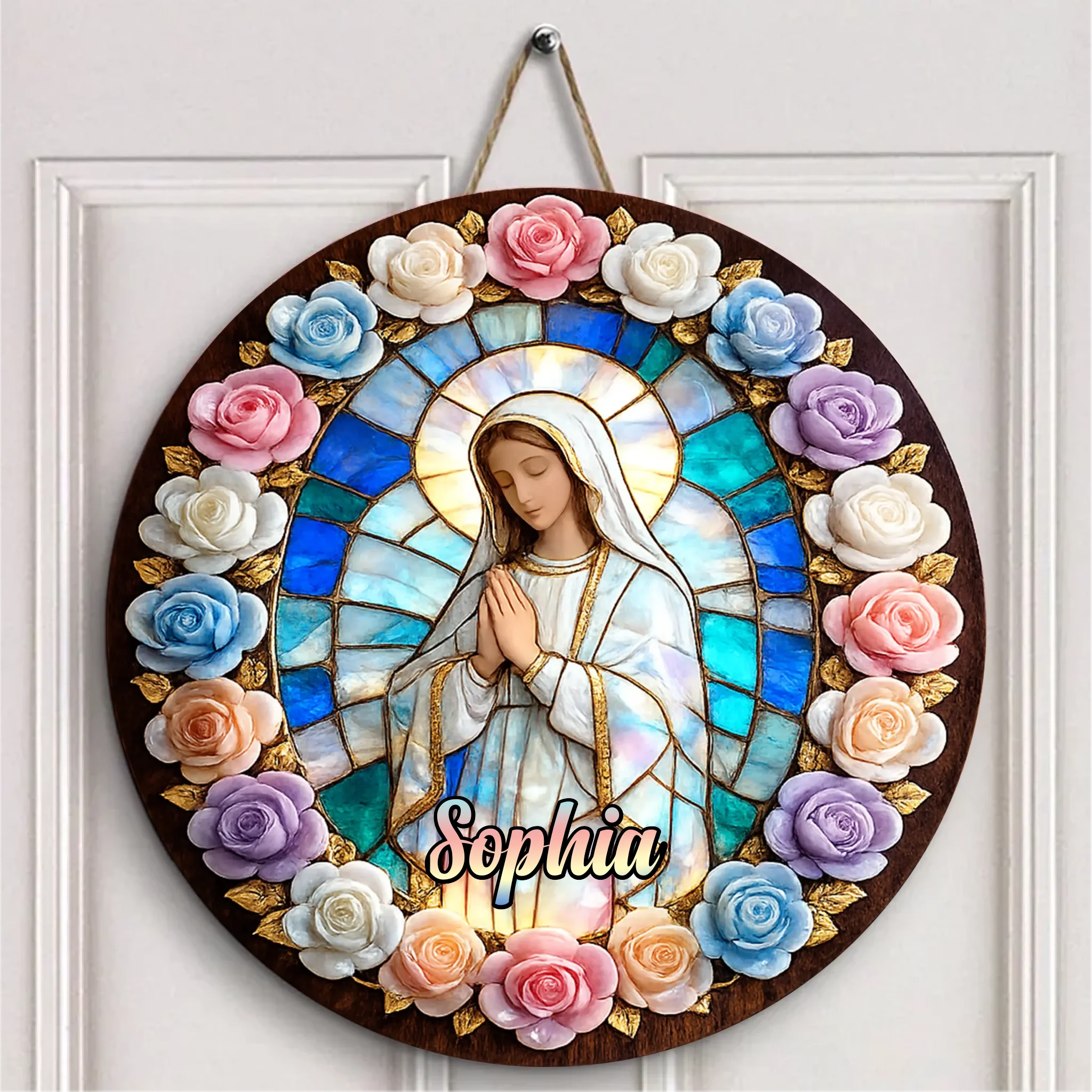 Protected Customized Decorative Wooden Doorplates - Personalized Door Sign with Name - Faith-based Christian Gift