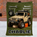 Adventure Awaits Customized Blanket - Personalized Name - Gift for Jeep Enthusiasts, Off-road Lovers