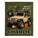 Adventure Awaits Customized Blanket - Personalized Name - Gift for Jeep Enthusiasts, Off-road Lovers