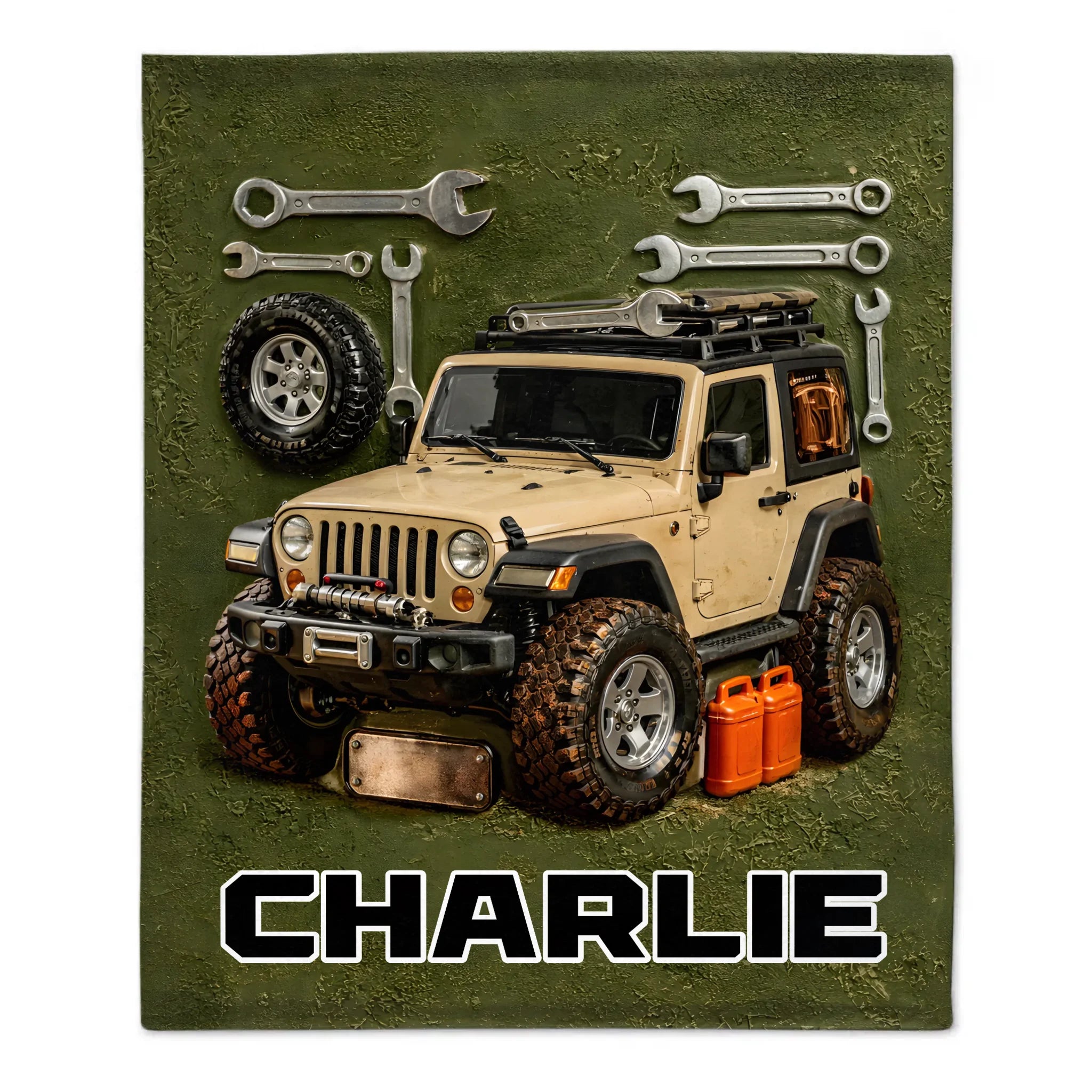 Adventure Awaits Customized Blanket - Personalized Name - Gift for Jeep Enthusiasts, Off-road Lovers