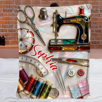 Love Sewing Customized Blanket - Personalized Name - Gift For Tailor, Sewing Enthusiast