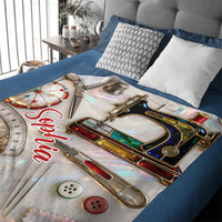 Love Sewing Customized Blanket - Personalized Name - Gift For Tailor, Sewing Enthusiast