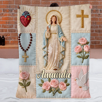 Custom Virgin Mary Guardian Blanket - Personalized Name Prayer Blanket - Gifts for Catholics, Christians, Moms, Grandma
