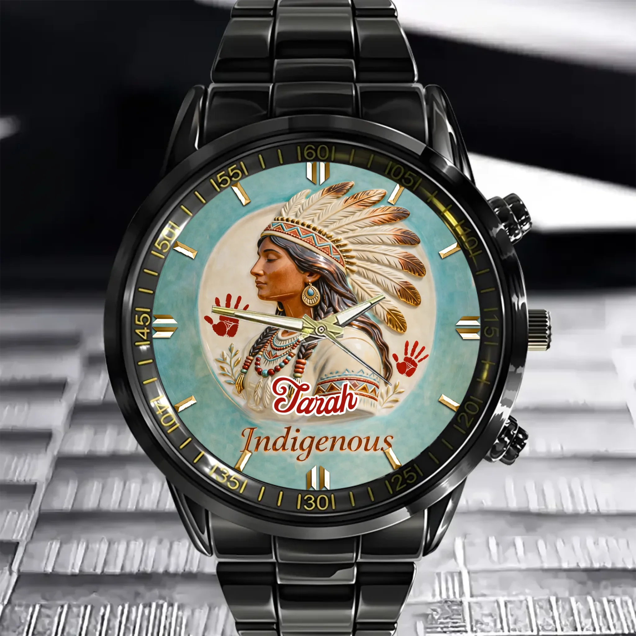 Customized Indigenous Watch - Personalized Name – Gifts for Indigenous Pride Supporters, Indigenous Culture Lovers, Friends