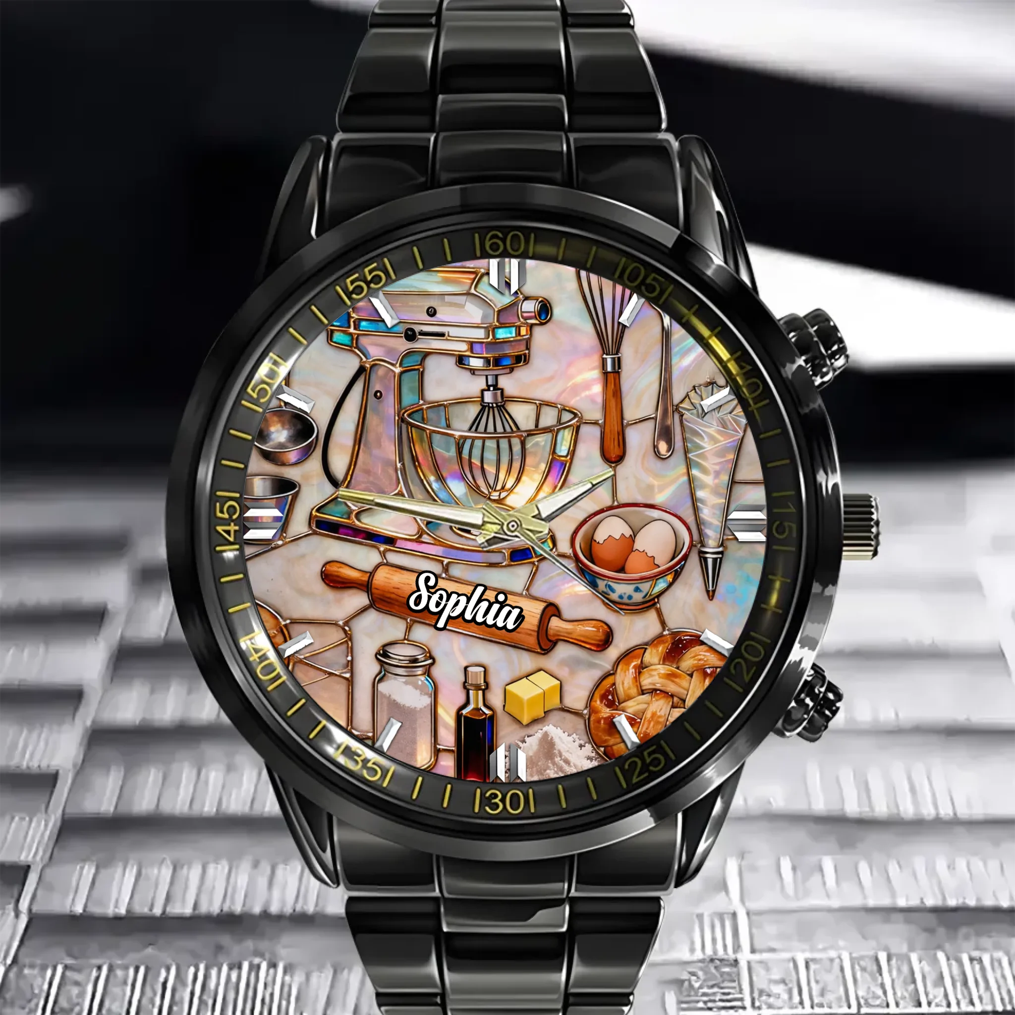 Love Baking Customized Watch - Personalized Name – Gift For Pastry Chefs, Baking Enthusiasts, Friends