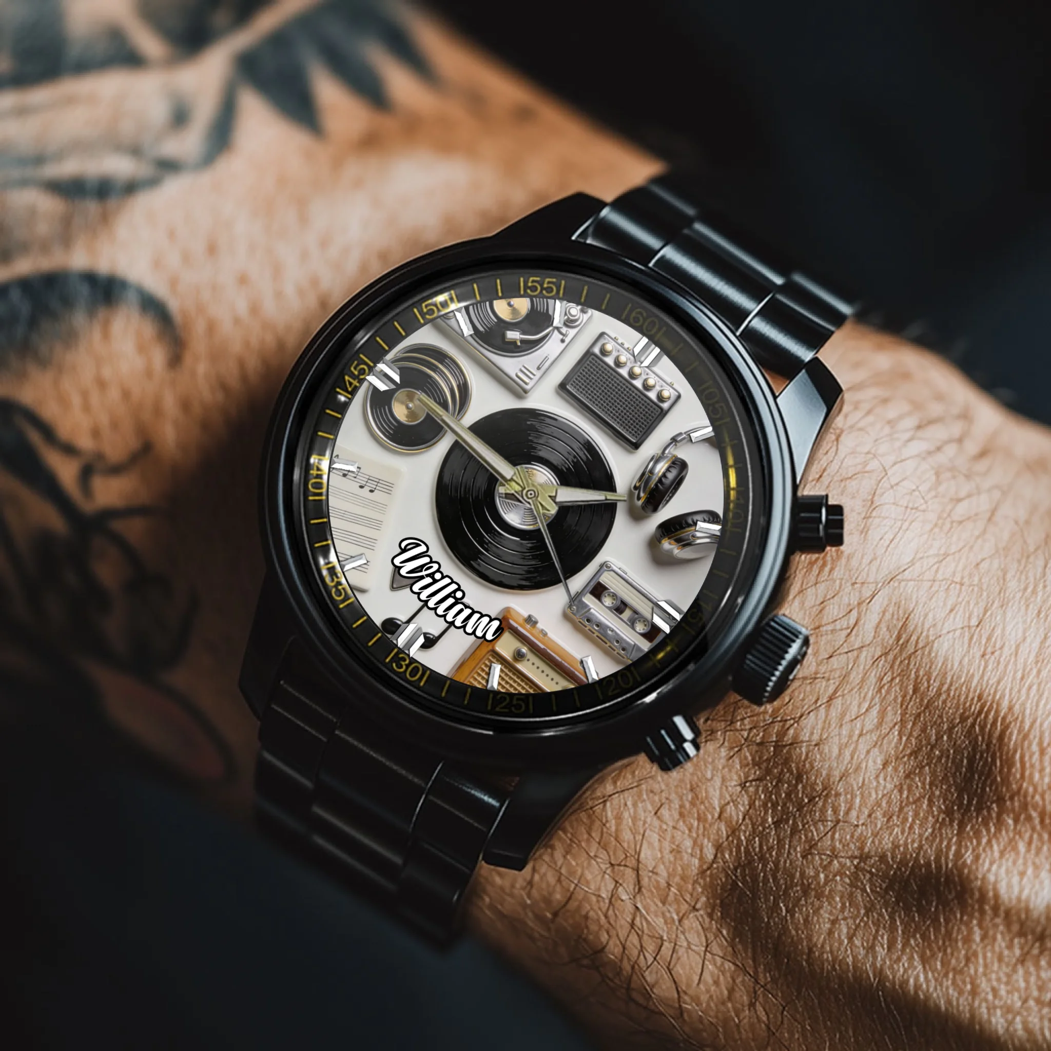 Custom Vinyl Record Watch - Personalized Name Watch - Gifts for Record Collectors, DJs, Music Lovers