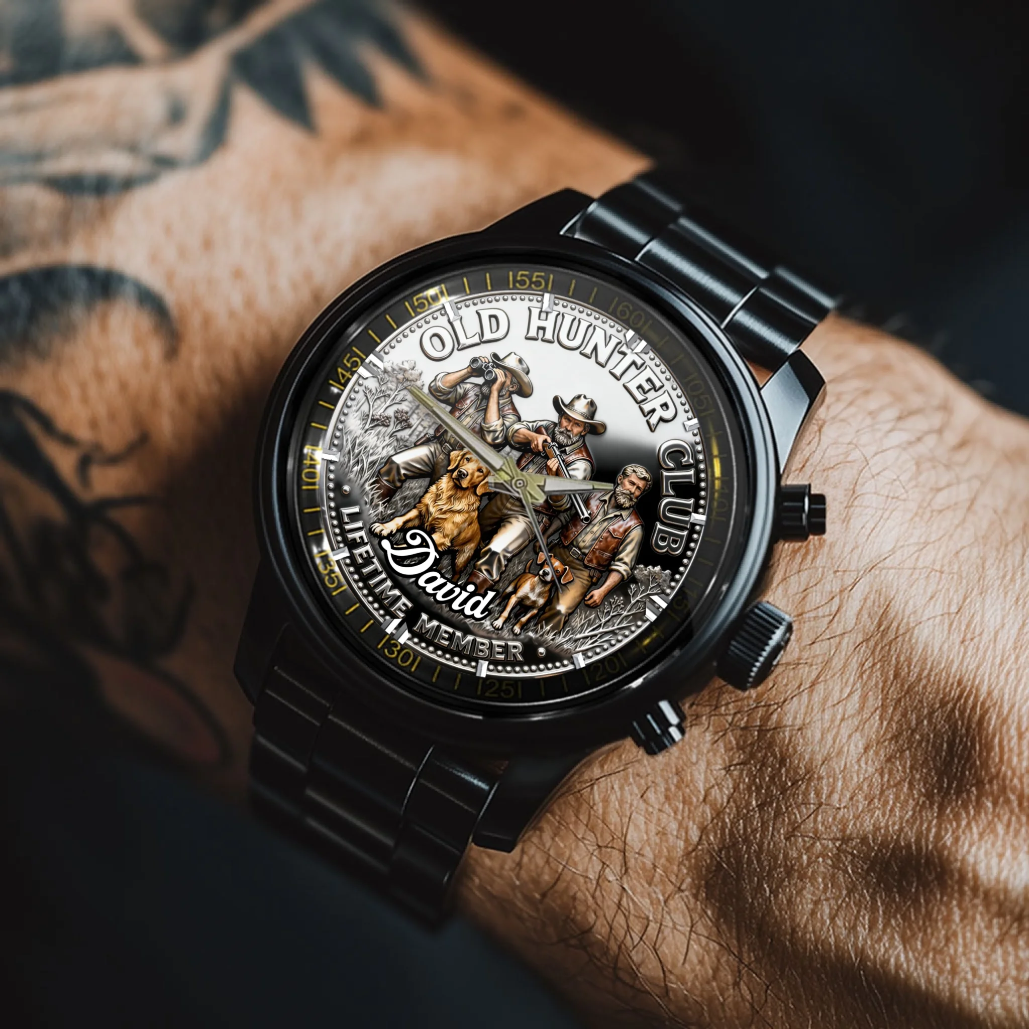 🦌Old Hunter Club Customized Watch - Personalized Name – Gift For Hunter, friends, Hunting Enthusiast