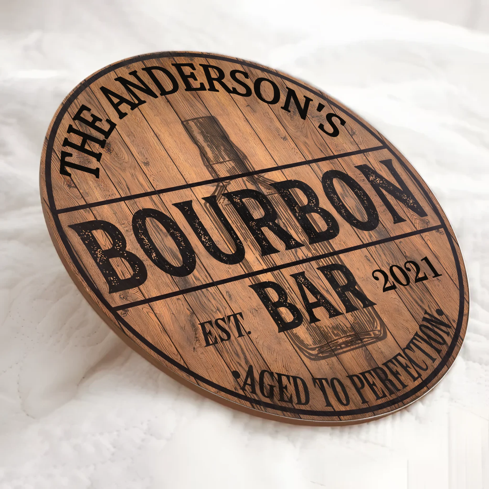Bourbon Bar Customized Decorative Wooden Doorplates - Personalized Door Sign with Name, Year - Gifts For Gift For Whiskey Lovers, Bar Owners