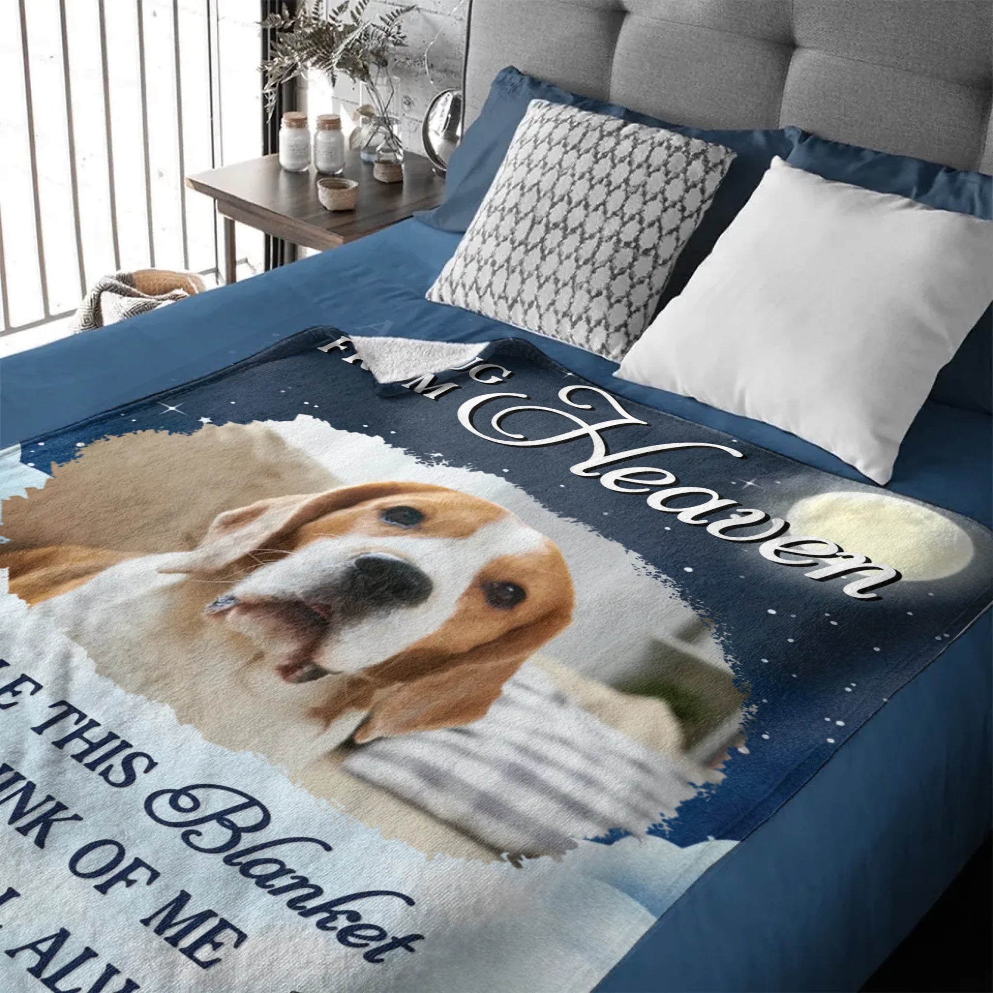 Pet Memorial Sympathy Custom Photo Quilt Blanket – Personalized Text and Photo – Sympathy Gift for Dogs, Cats, Pets