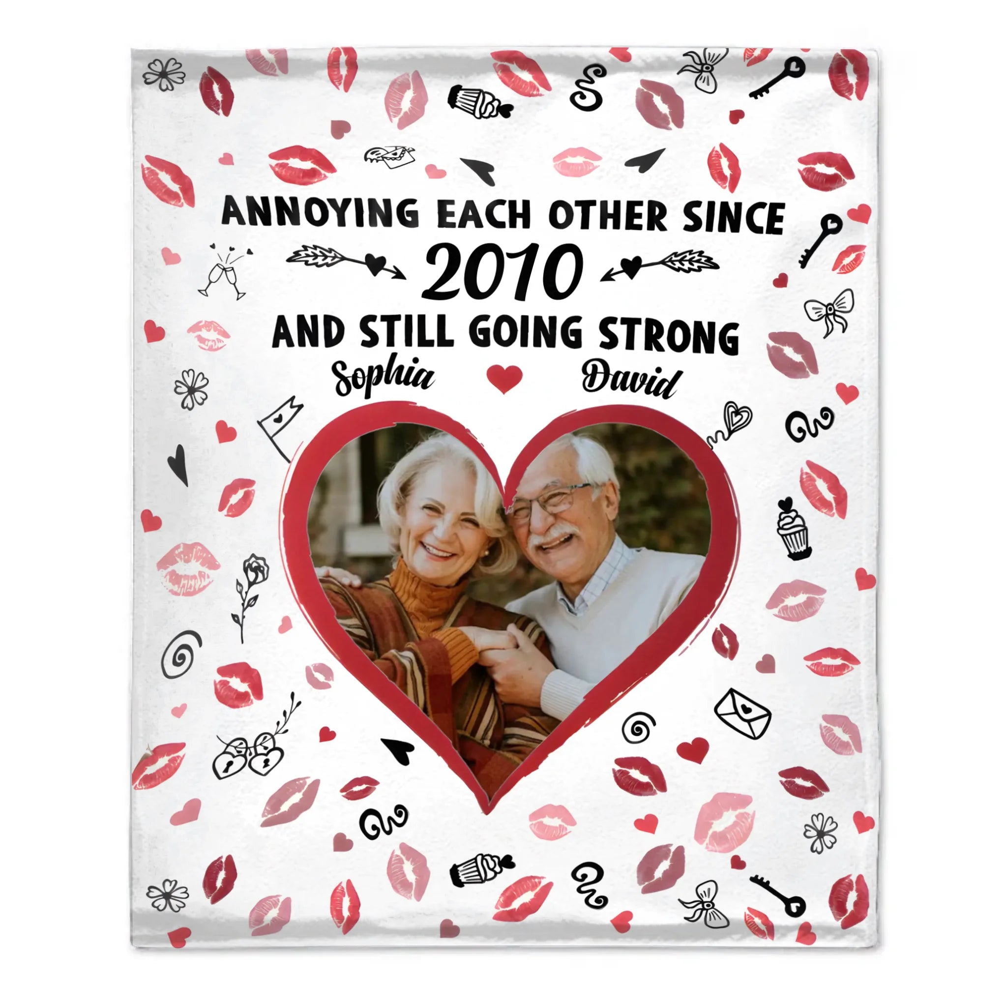 Annoying Each Other Since And Still Going Strong Custom Blanket – Personalized Photo And Names – Commemorative Gift For Couple, Him/Her