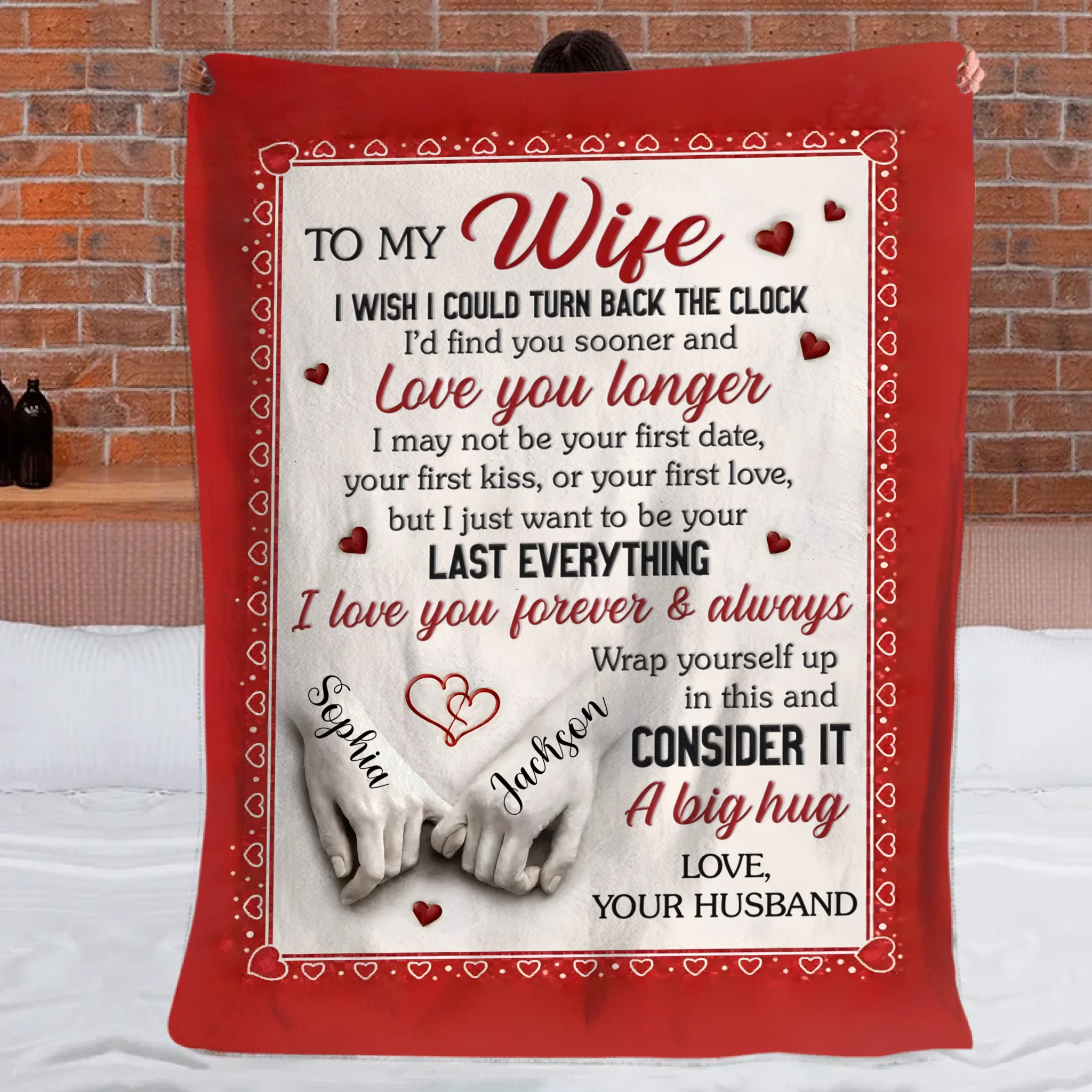 Custom Letter Blanket – Personalized Quote, Title And Names – Anniversary Wedding Gifts For Husband/Wife, Him/Her