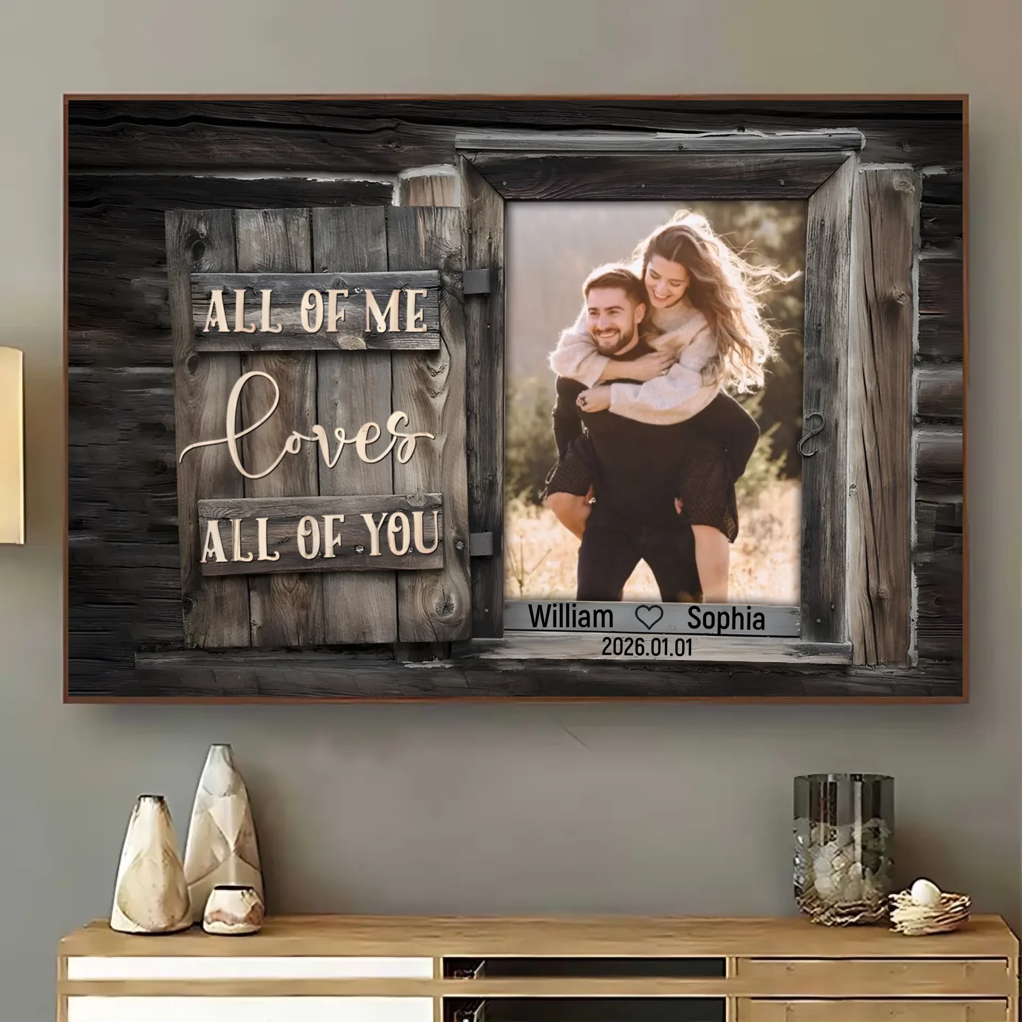 All Of Me Customized Wall Painting - Personalized Name and Year Canvas Poster - Wedding Gift For Couples, Wife/Husband