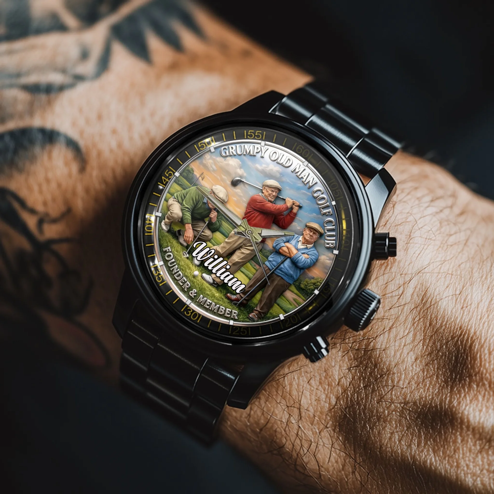 Grumpy Old Man Golf Club Customized Watch - Personalized Name - Gift For Golf Enthusiasts