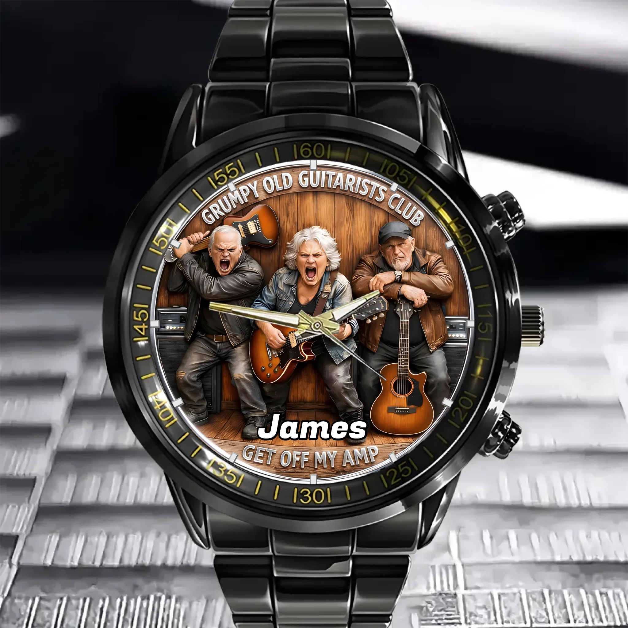 Grumpy Old Guitarists Club Customized Watch - Personalized Name - Gift For Guitarist
