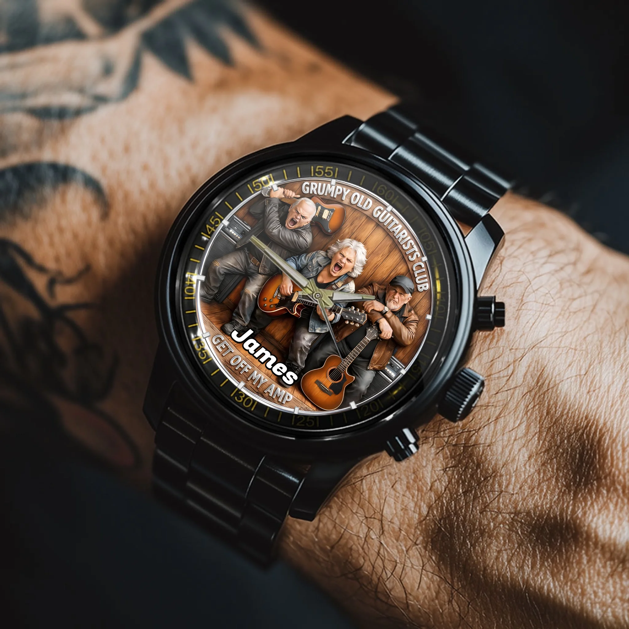 Grumpy Old Guitarists Club Customized Watch - Personalized Name - Gift For Guitarist