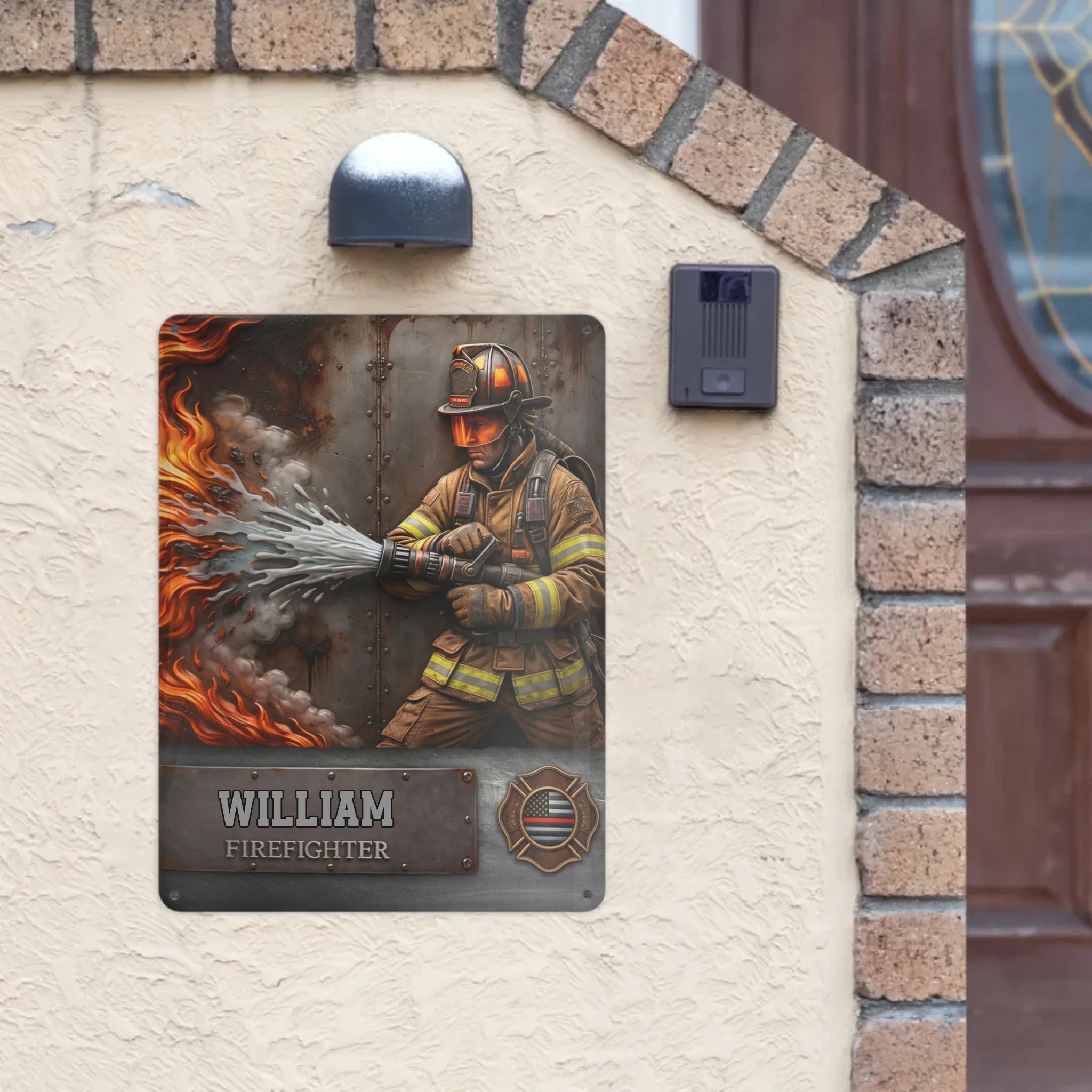 Customized Firefighter Themed Customized Painting - Personalized Name Metal Sign - Gift For Firefighter