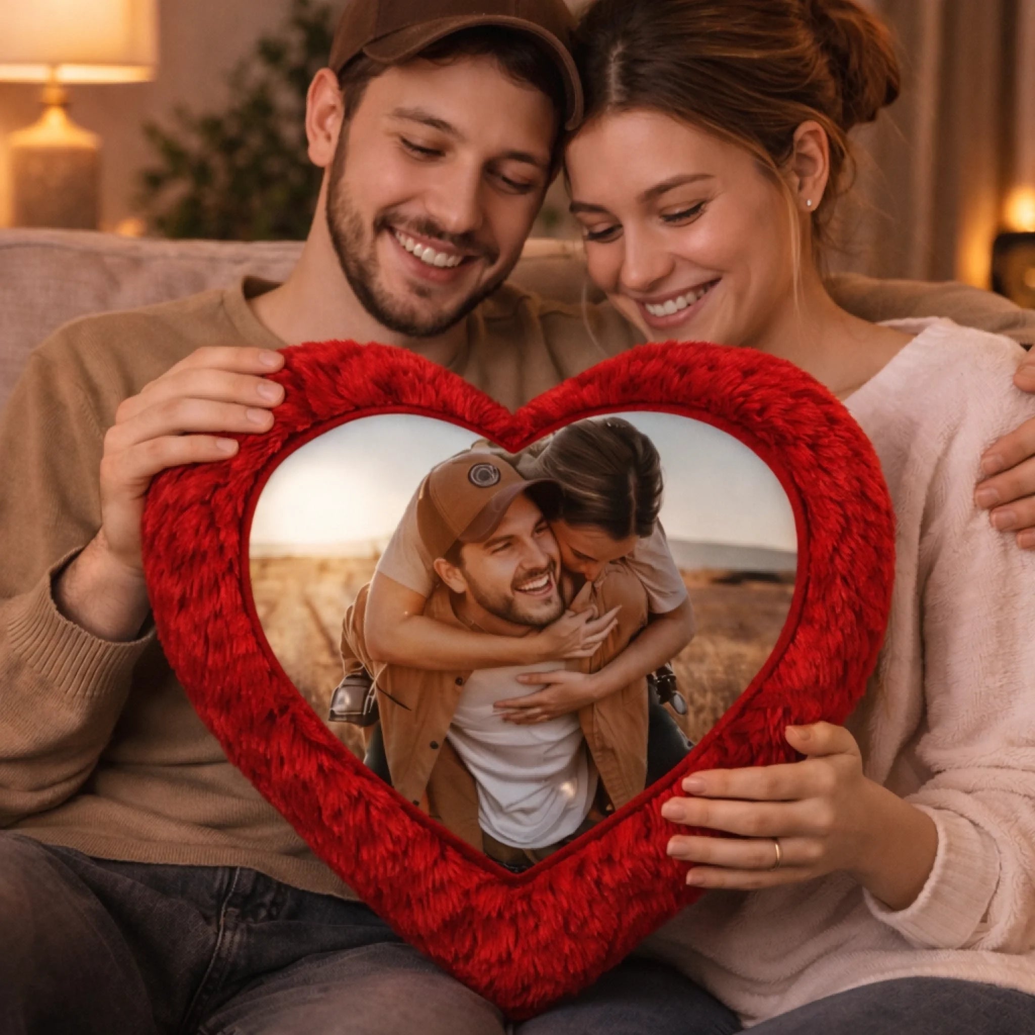 Valentine's Day Customized Heart Pillows - Personalized Photo And Text - Gifts For Couples, Wife/Husband, Boyfriend/Girlfriend