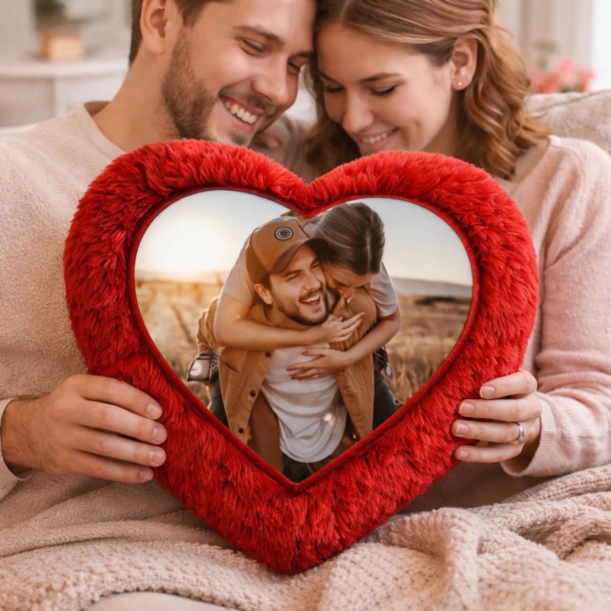Valentine's Day Customized Heart Pillows - Personalized Photo And Text - Gifts For Couples, Wife/Husband, Boyfriend/Girlfriend