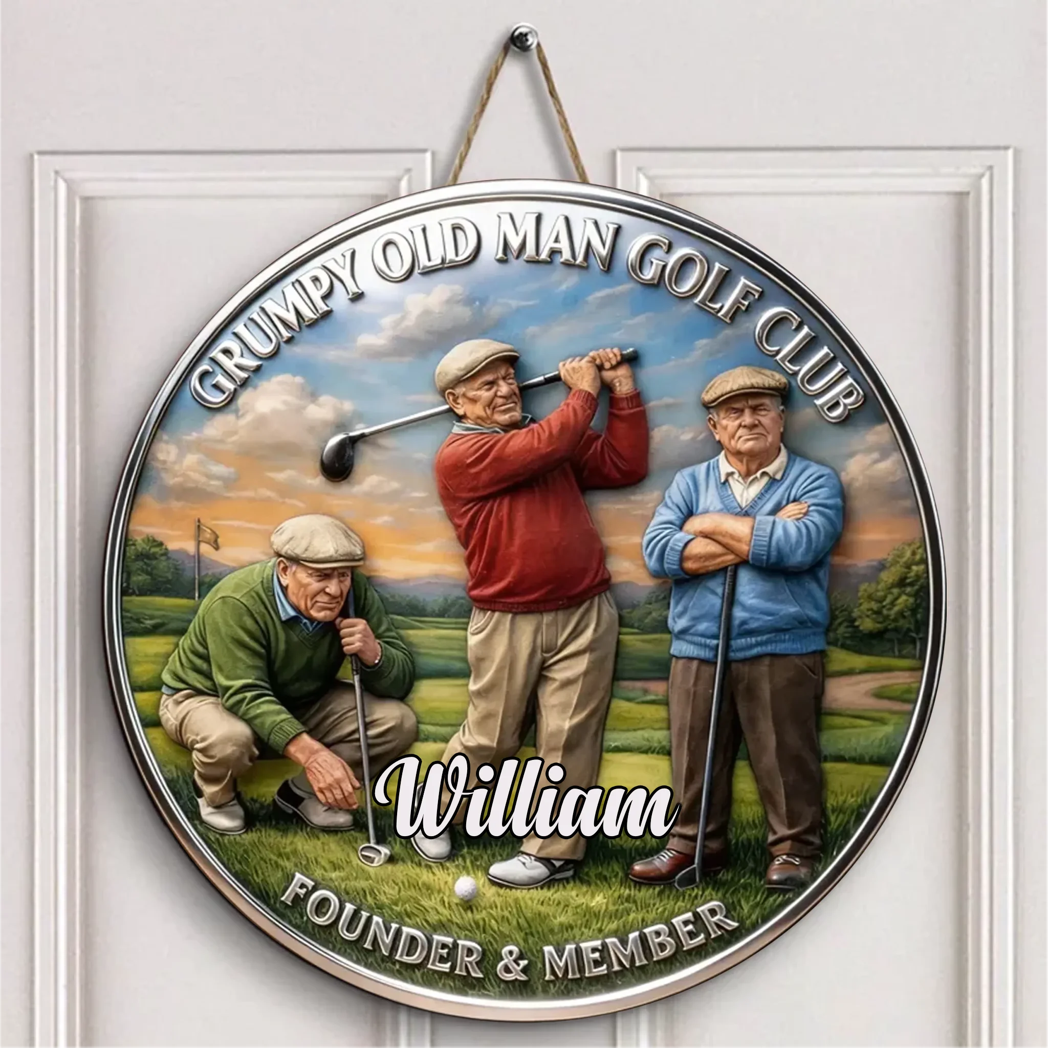 Grumpy Old Man Golf Club Customized Wooden Doorplates - Personalized Name - Gift For Golf Enthusiasts