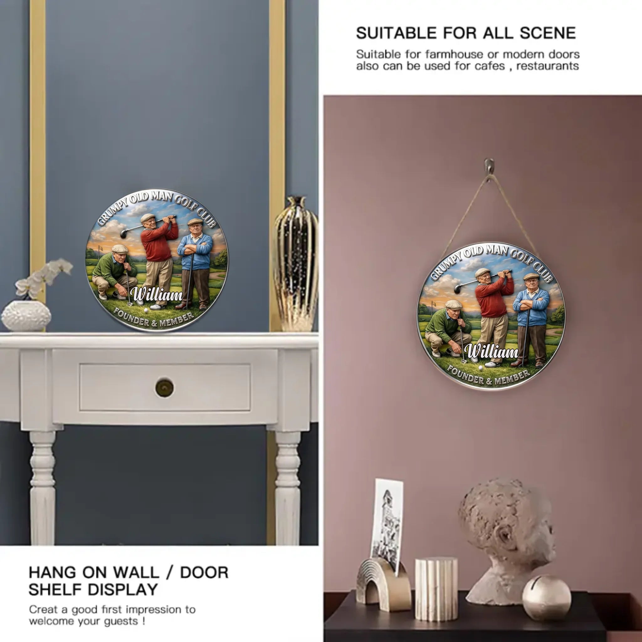 Grumpy Old Man Golf Club Customized Wooden Doorplates - Personalized Name - Gift For Golf Enthusiasts