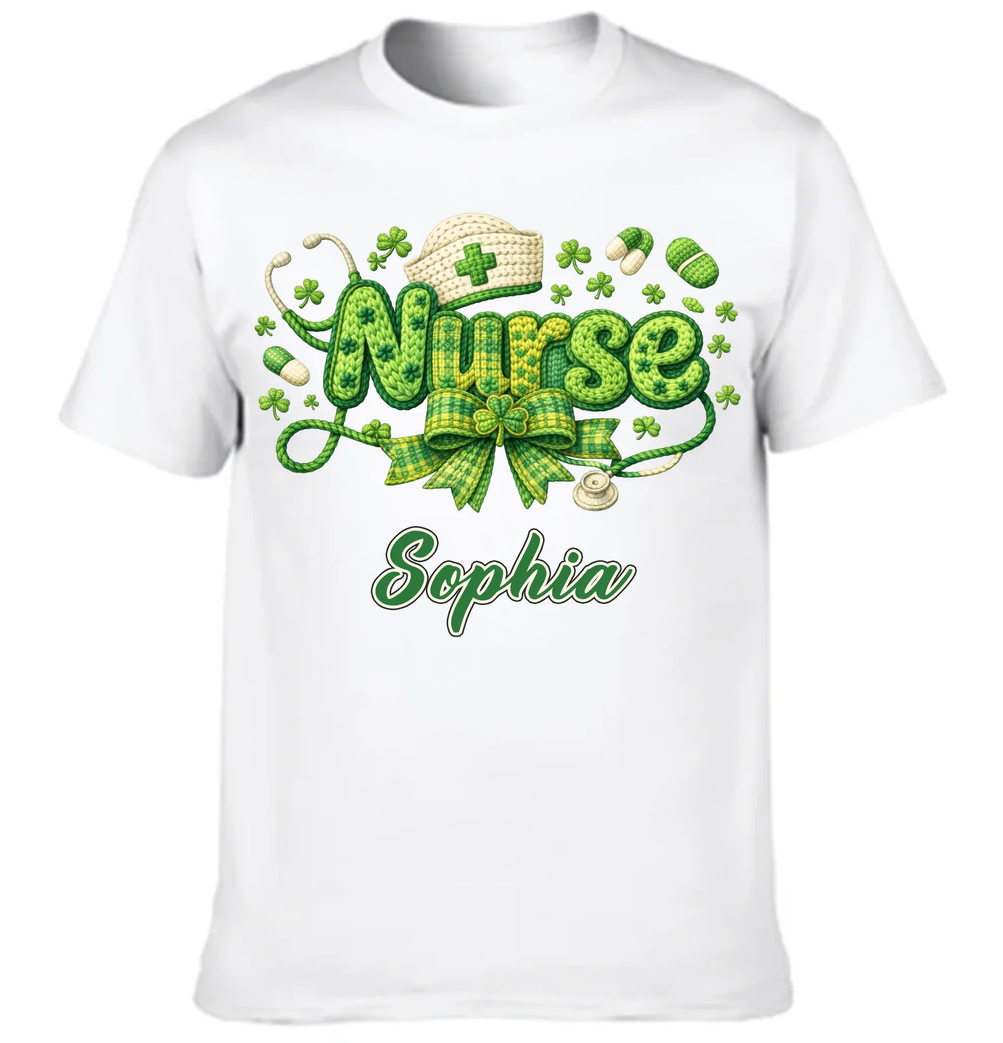 St. Patrick’s Day Personalized Nurse Clothing – Custom Name – Holiday Celebration Gift for Nurses