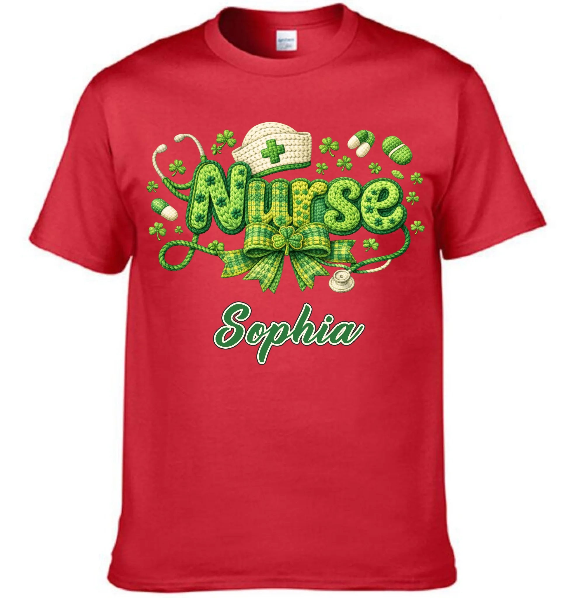 St. Patrick’s Day Personalized Nurse Clothing – Custom Name – Holiday Celebration Gift for Nurses