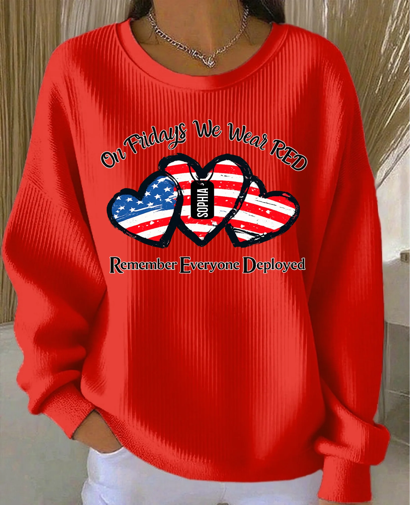 On Friday We Wear Red Print Customized Apparel - Personalized Name - Gift For Soldiers, Military Wives, Proud Families