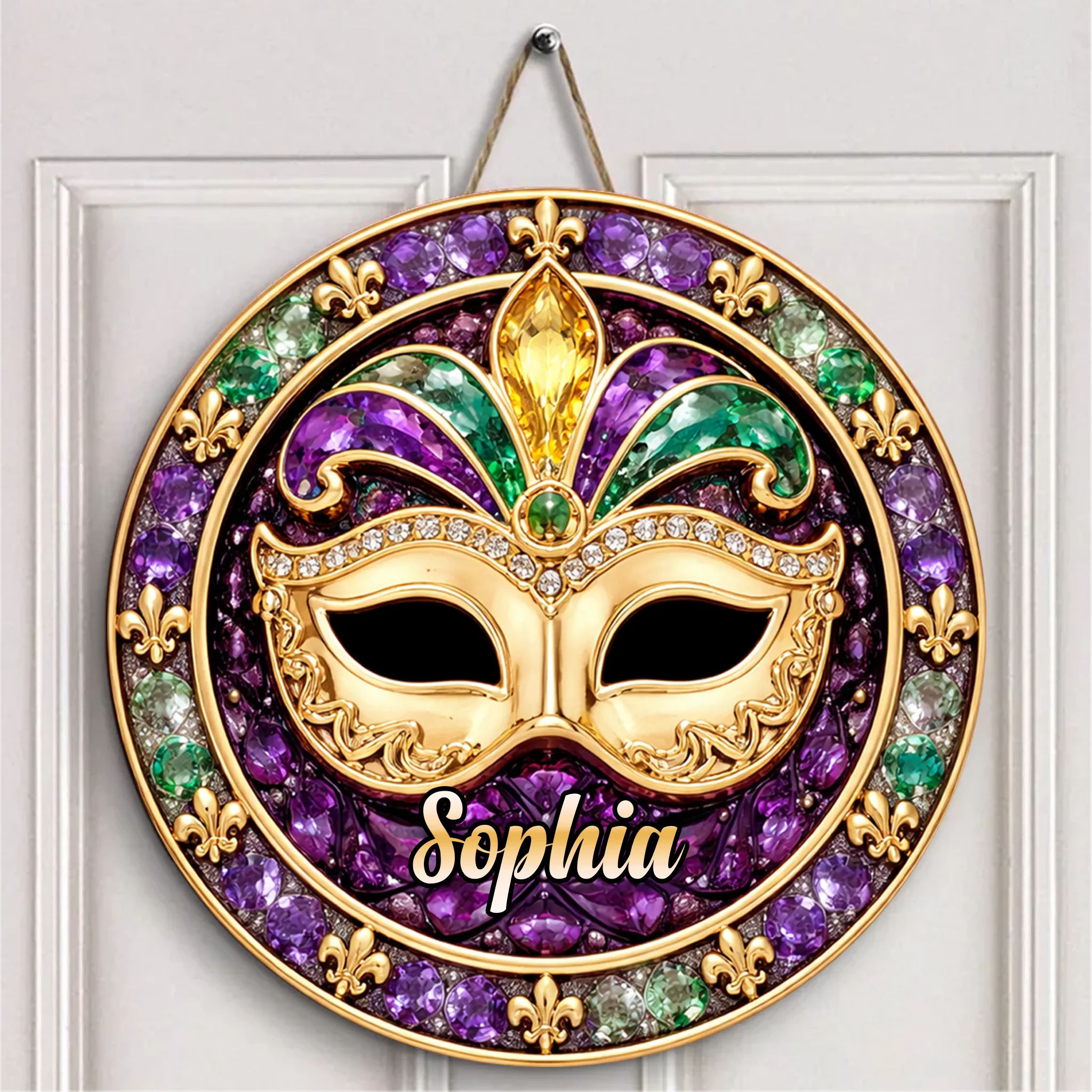 "It's Mardi Gras Y'all" Customized Wooden Doorplates - Personalized Name Door Sign - Gift For Mardi Gras Celebrators