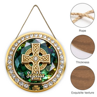 Irish Celtic Cross Customized Wooden Doorplates - Personalized Name Door Sign - Gift For Irish Lovers & Family