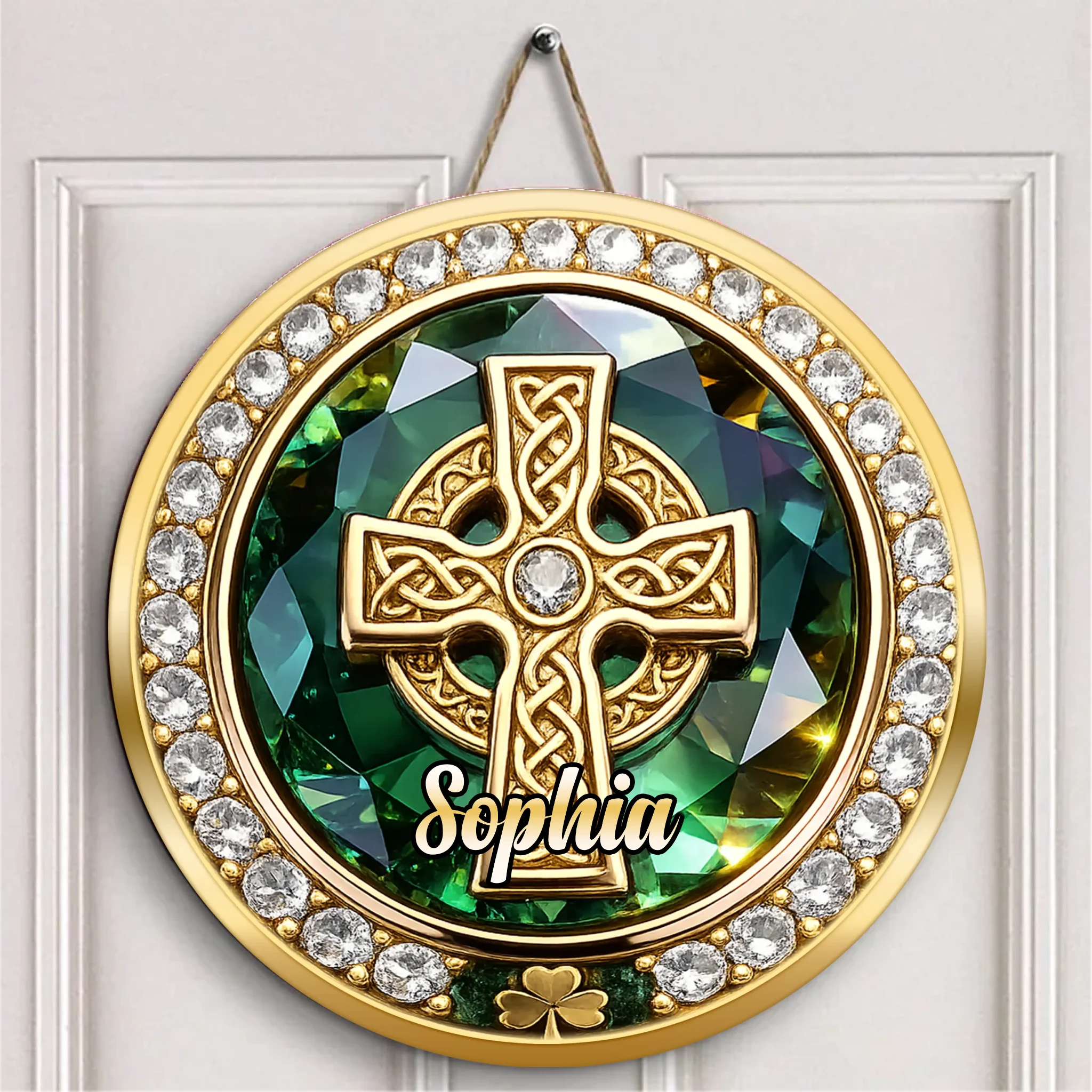 Irish Celtic Cross Customized Wooden Doorplates - Personalized Name Door Sign - Gift For Irish Lovers & Family
