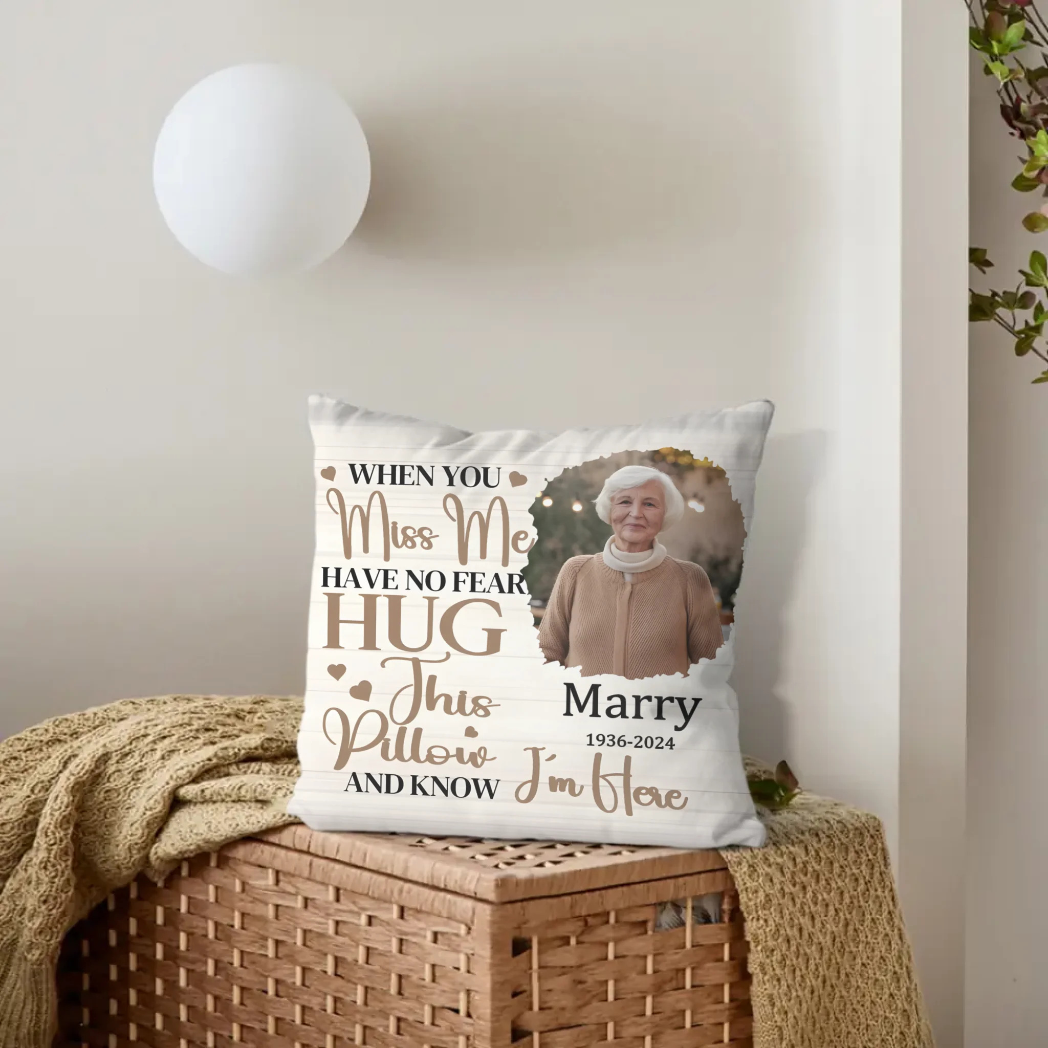 When You Miss Me Have No Fear Customized Pillows - Personalized Photo And Name - Gifts That Preserve Memories