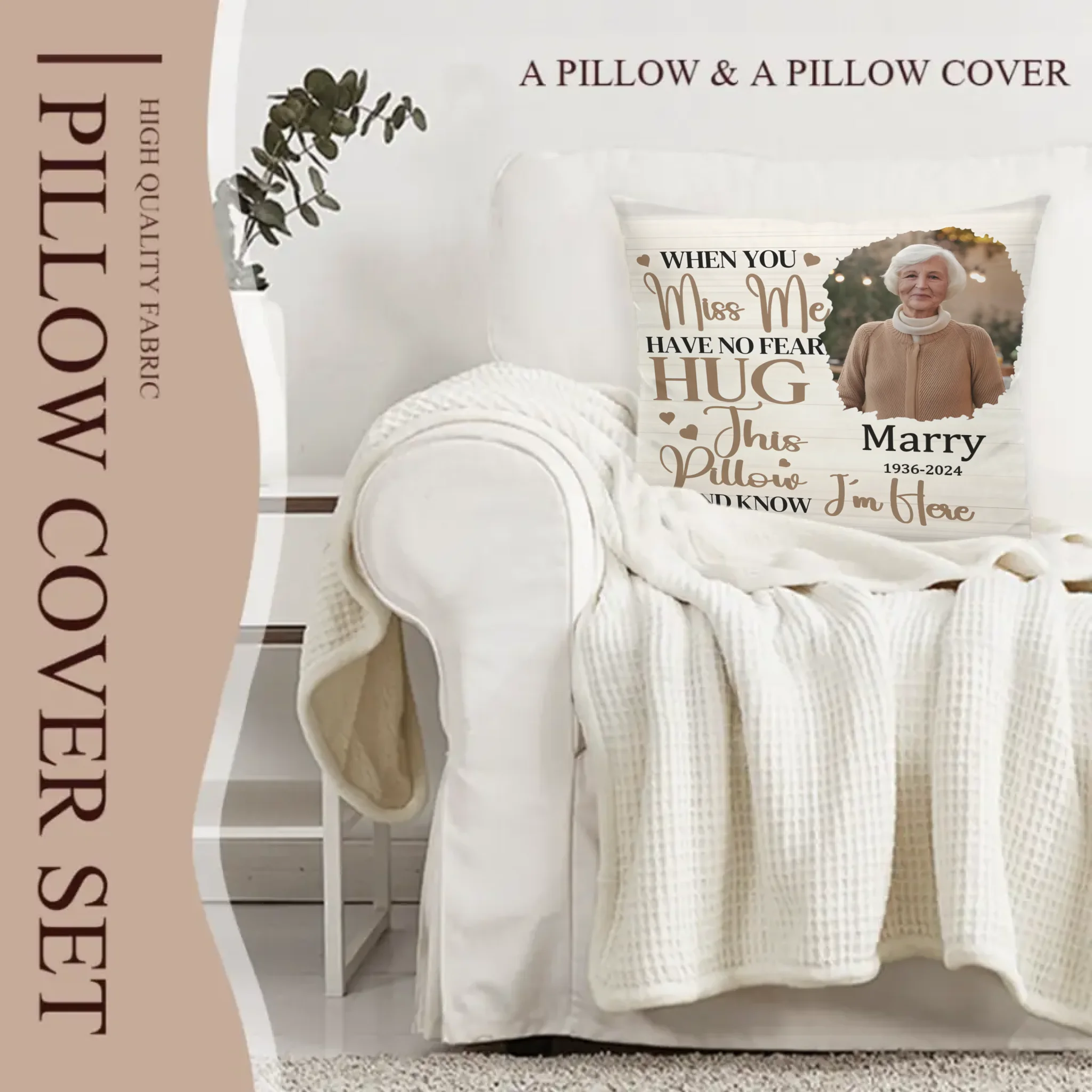 When You Miss Me Have No Fear Customized Pillows - Personalized Photo And Name - Gifts That Preserve Memories