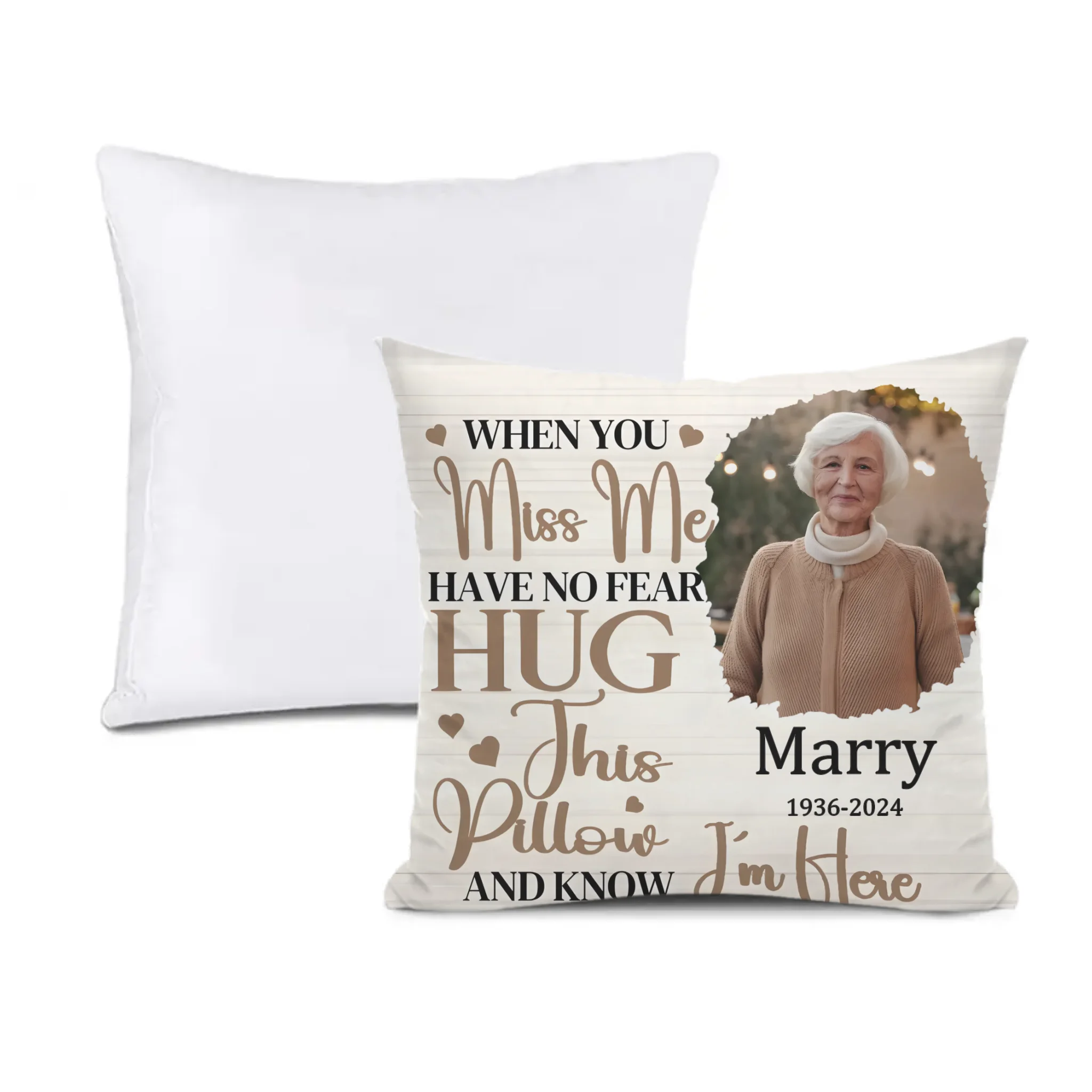 When You Miss Me Have No Fear Customized Pillows - Personalized Photo And Name - Gifts That Preserve Memories