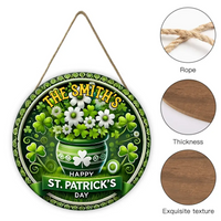 St. Patrick's Day Shamrock Wreath Customized Wooden Doorplates - Personalized Name Door Sign - Gift For Family, Best Friends, Irish Lovers, Holiday Decor Lovers