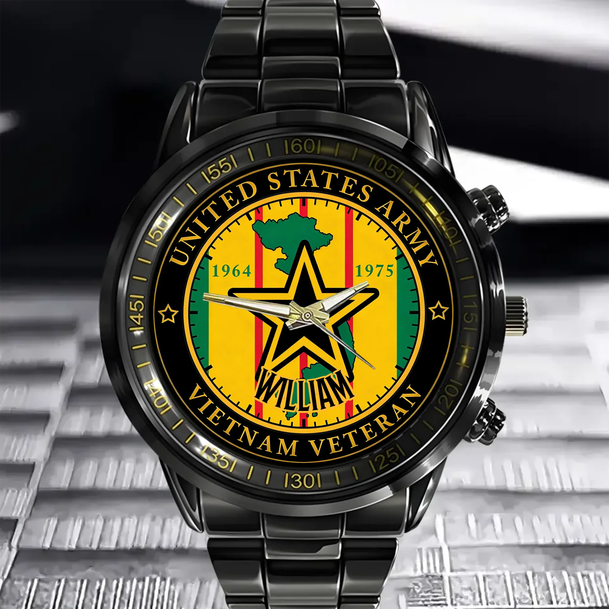 Custom U.S. Army Vietnam Veteran Watch - Personalized Name - Gift for Veterans, Dad, Grandpa