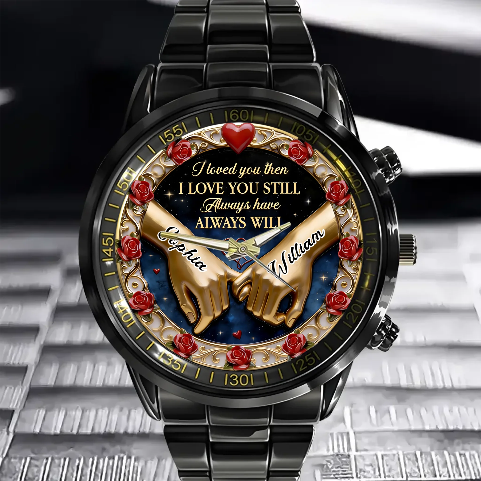 Custom “I Love You Still” Couple Watch - Personalized His & Her Names - Gift for Anniversary, Valentine’s Day