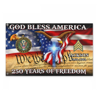 Custom God Bless America 250 Years Flag - Personalized Name, Years And Branch Patriotic Flag - Gift for Veterans, Patriots, Military Families