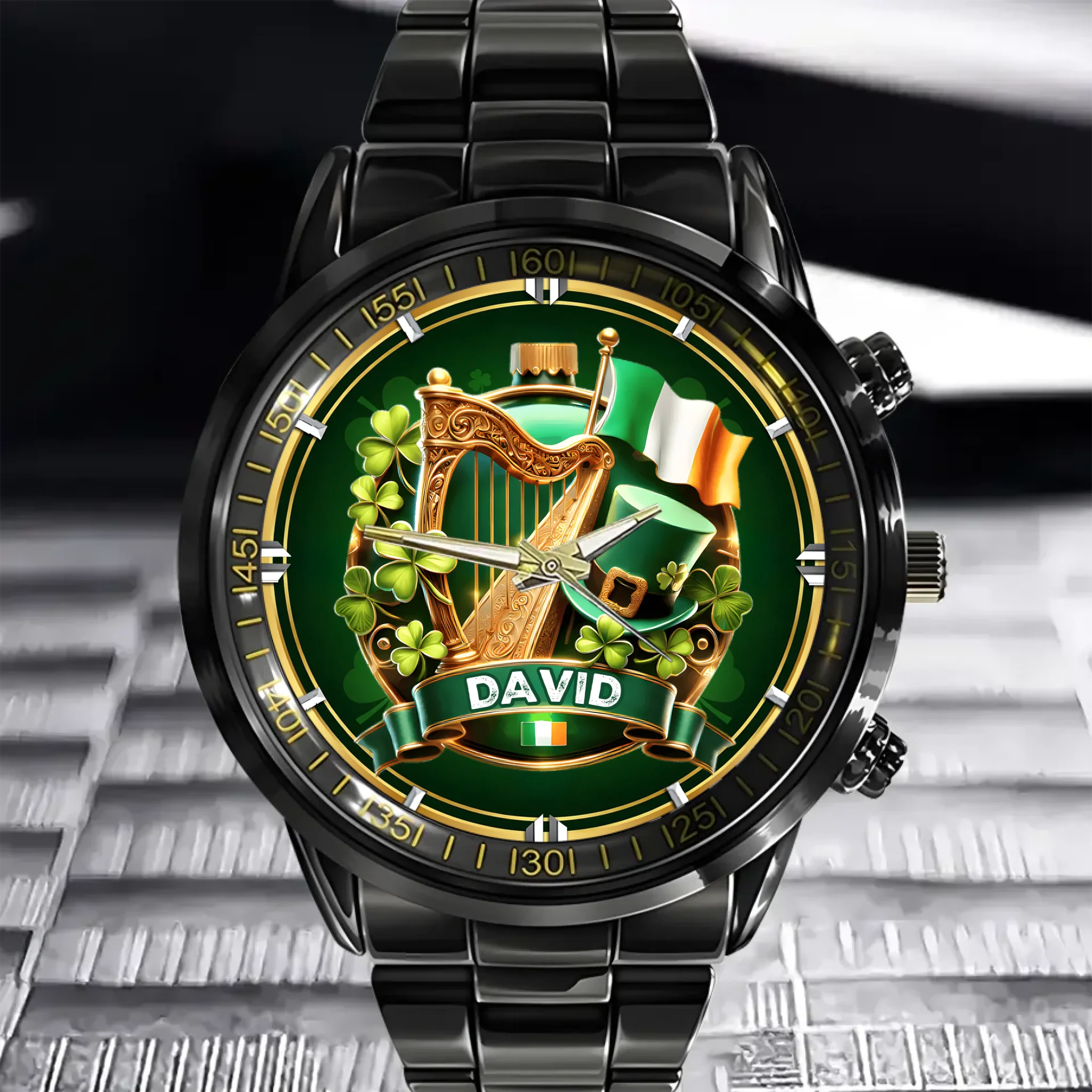 Customized Mountain Ireland Watch Dial - Personalized Name - Gift for Ireland Lover, Ireland Fans / Travel