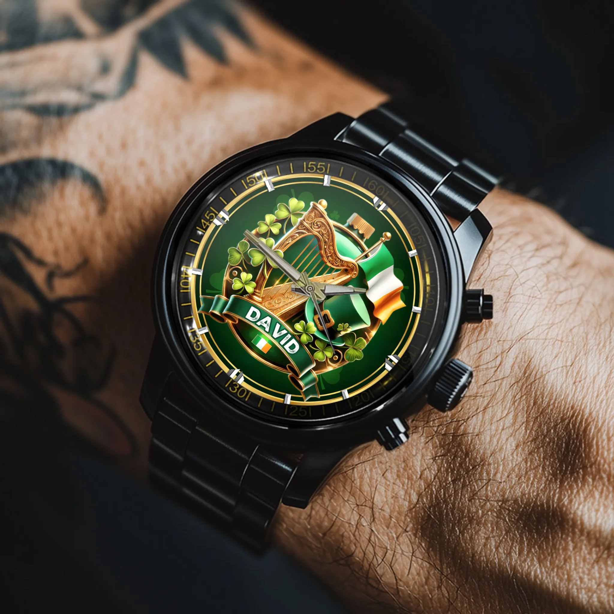 Customized Mountain Ireland Watch Dial - Personalized Name - Gift for Ireland Lover, Ireland Fans / Travel