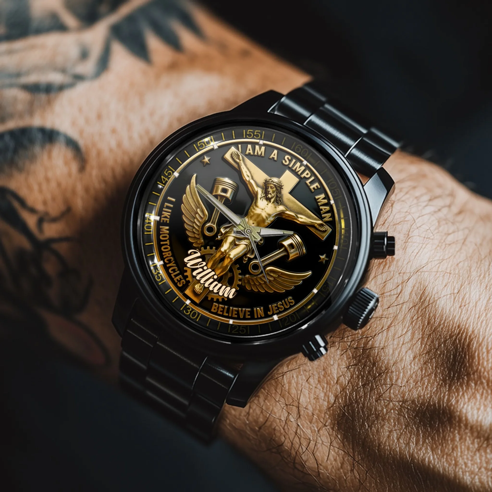 Old Bastards Motorcycles Club Customized Watch - Personalized Name - Gift For Bikers, Christians, Motorcycle Lovers