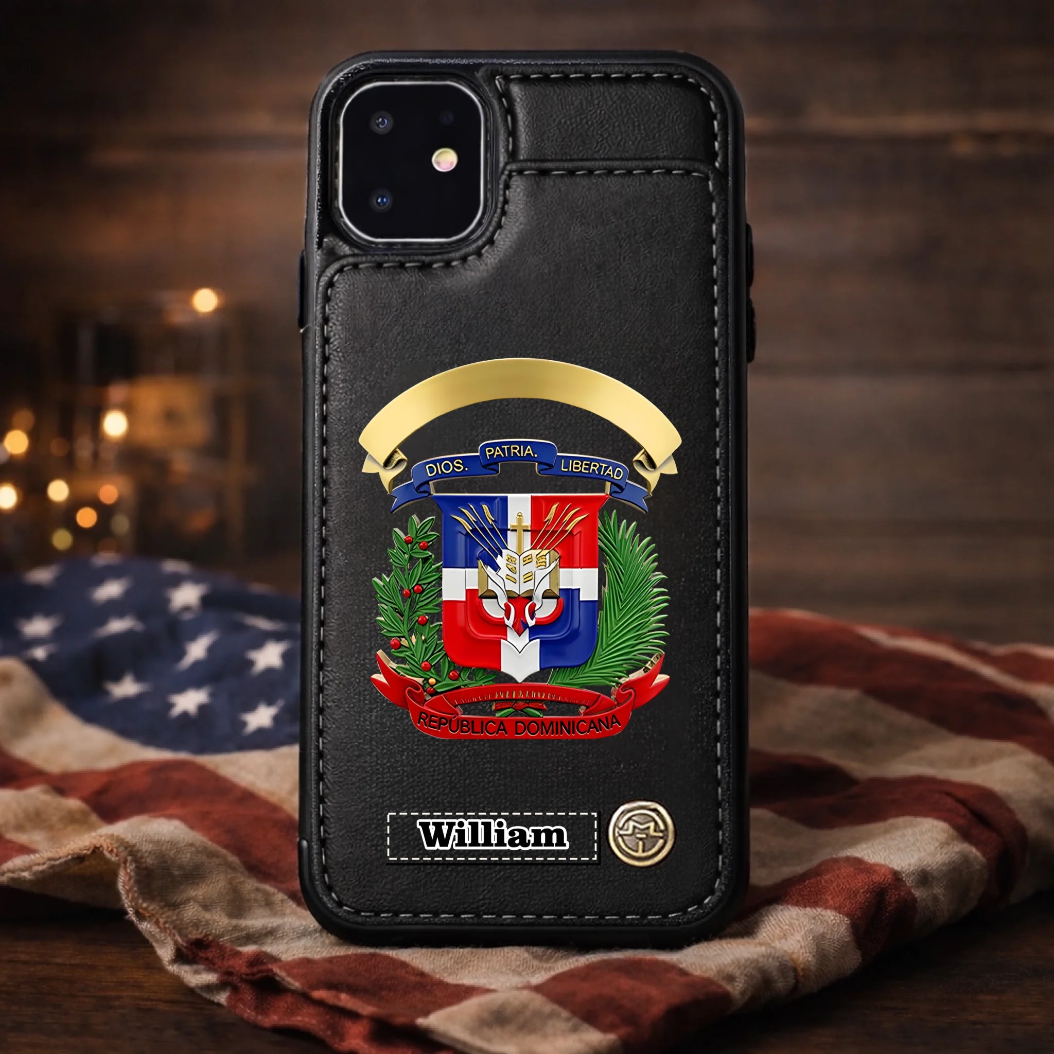 Proud Dominican Customized Leather Wallet Phone Case - Personalized Name - Gift For Him/Her, Expats