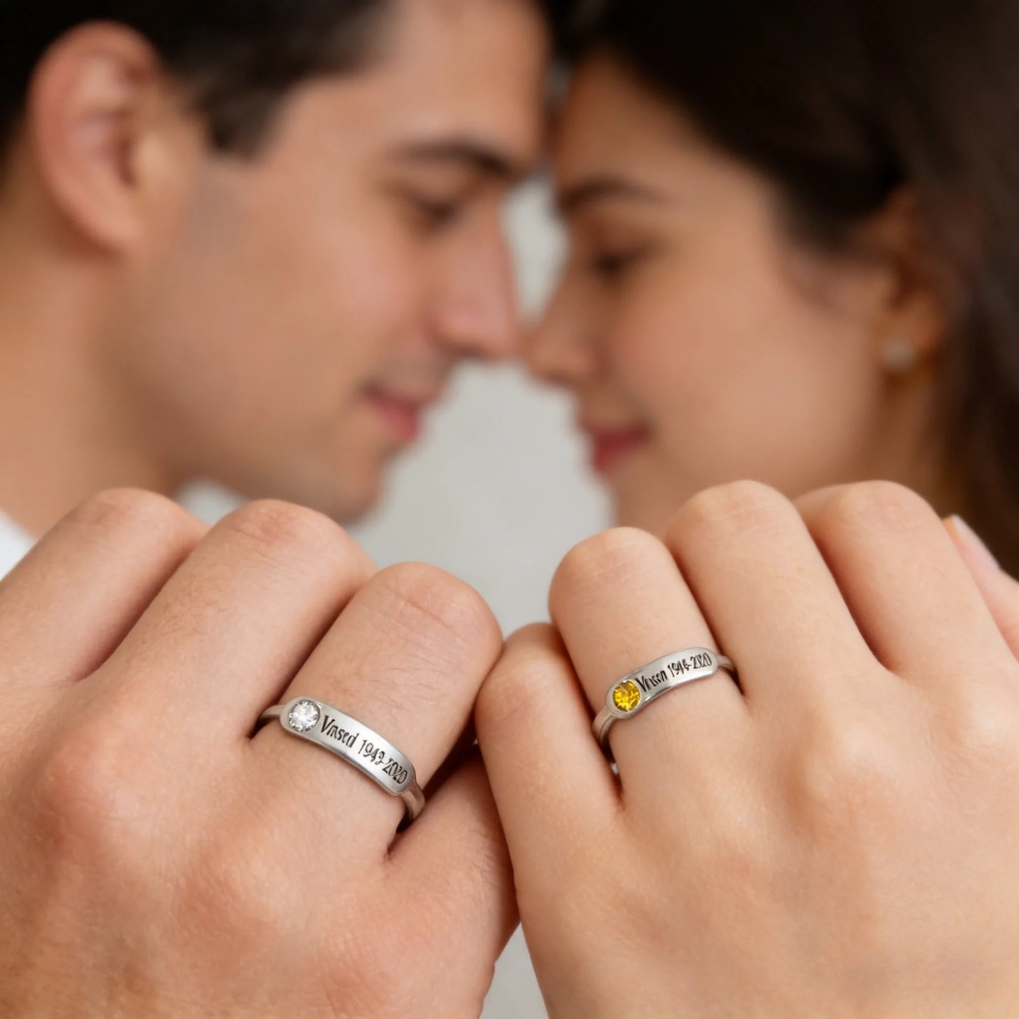 Customized Birthstone Ring - Personalized Birthday and Name - Memorial Ring For Wife/Husband, Girlfriend/Boyfriend, Him/Her