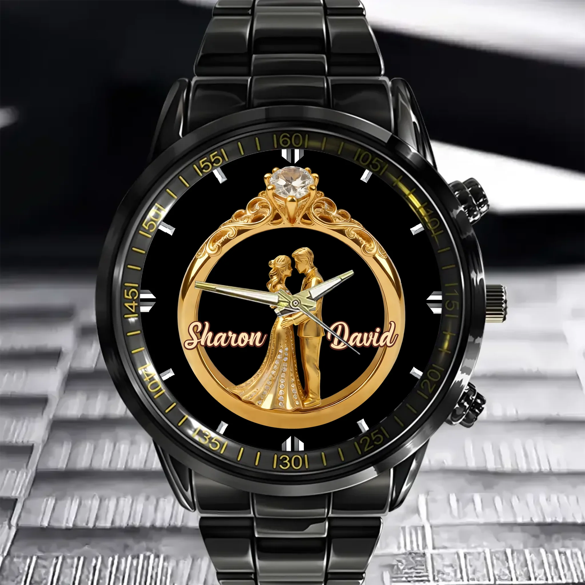 Customized Engagement Couple Watch - Personalized Names - Gift for Lovers, Couples, Newlyweds