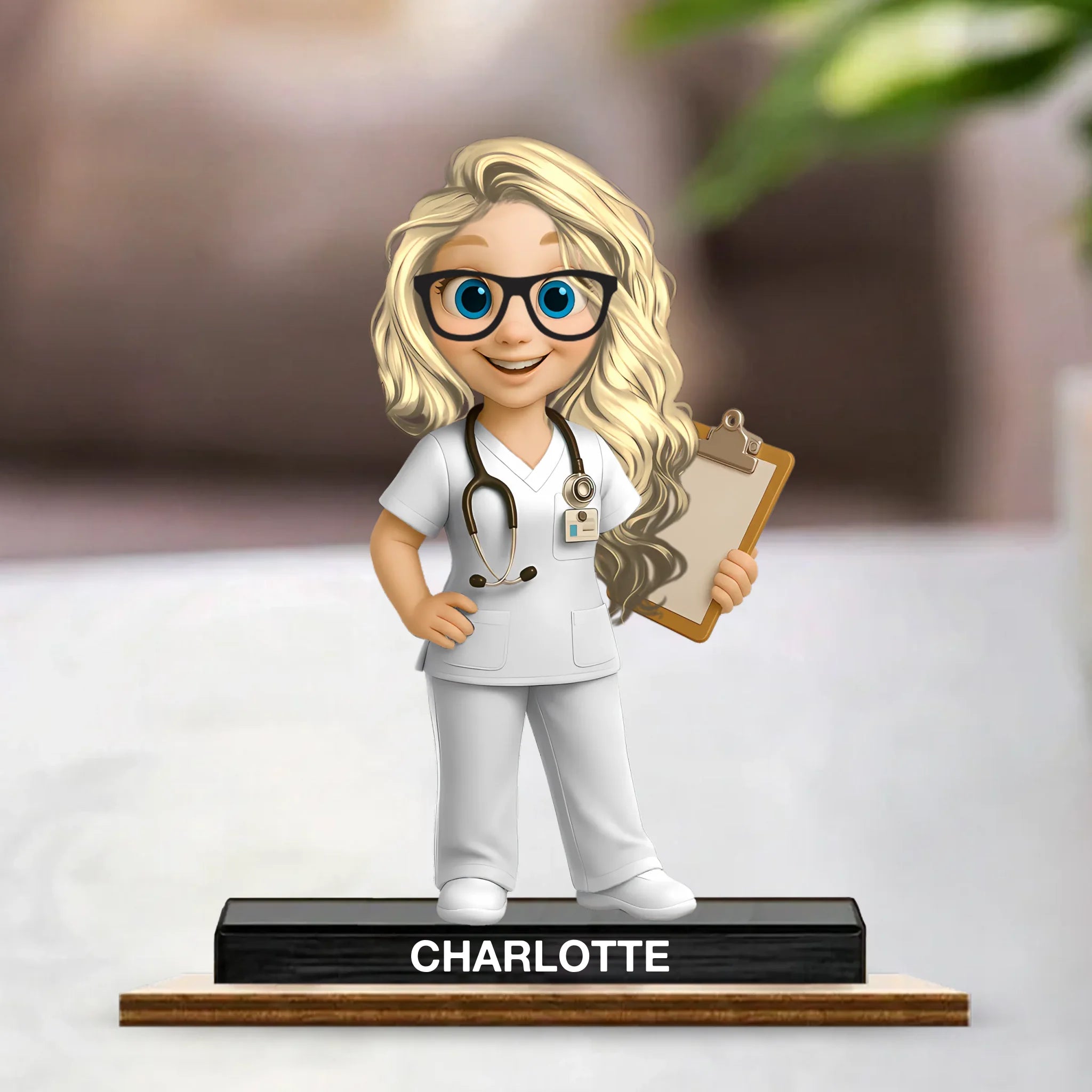 To My Favorite Nurse Customized Wooden Plaque - Personalized Name & Cartoon Figurine - Gift For Nurses