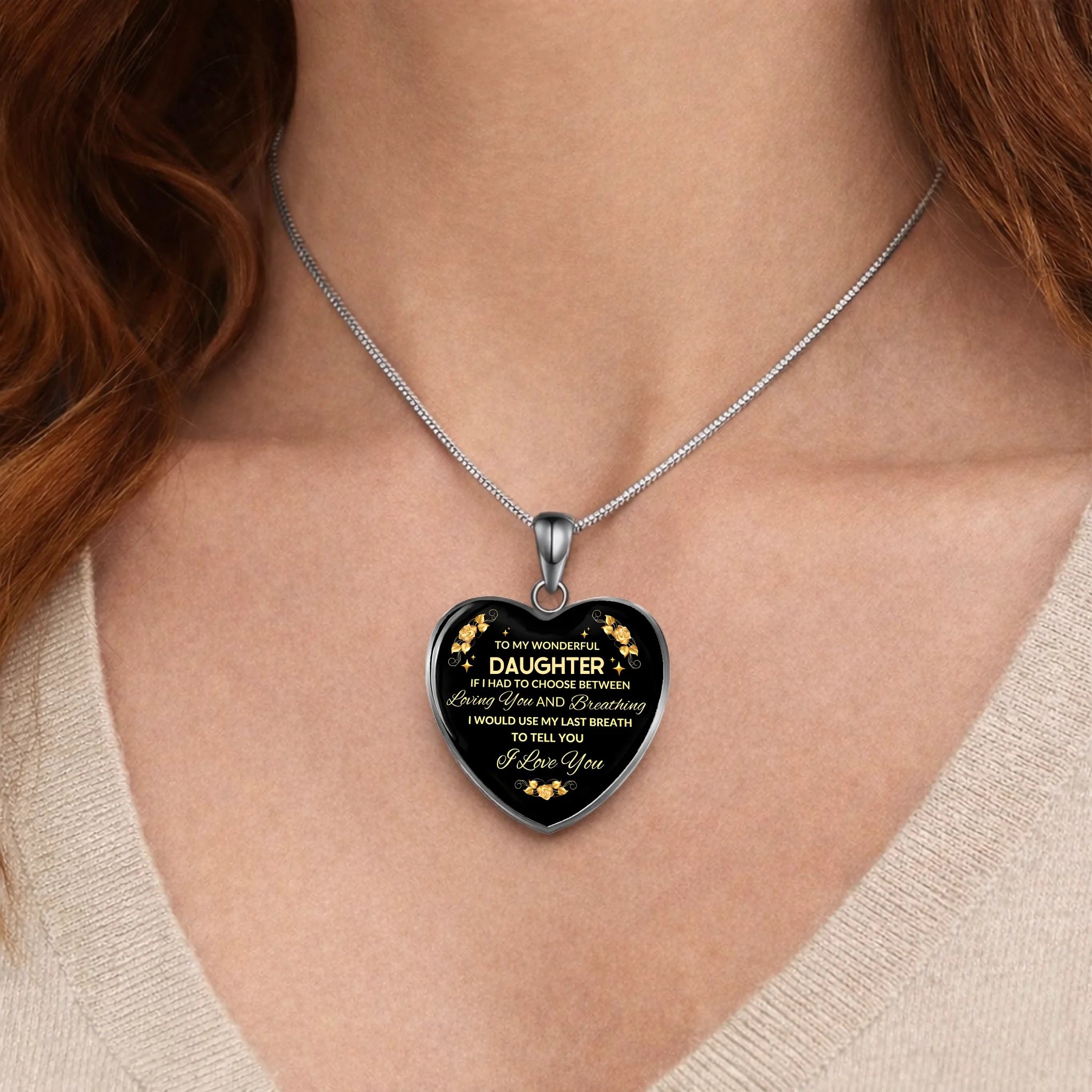 Customized Heart Pendant Necklace - Personalized Nickname/Name - Gift for Daughter, Mom, Sister