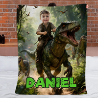 Dinosaur / Spider / Unicorn / Mermaid Theme Customized Photo Blanket - Personalized Photos and Names of Children - Gift for Children, Kids, Grandchildren