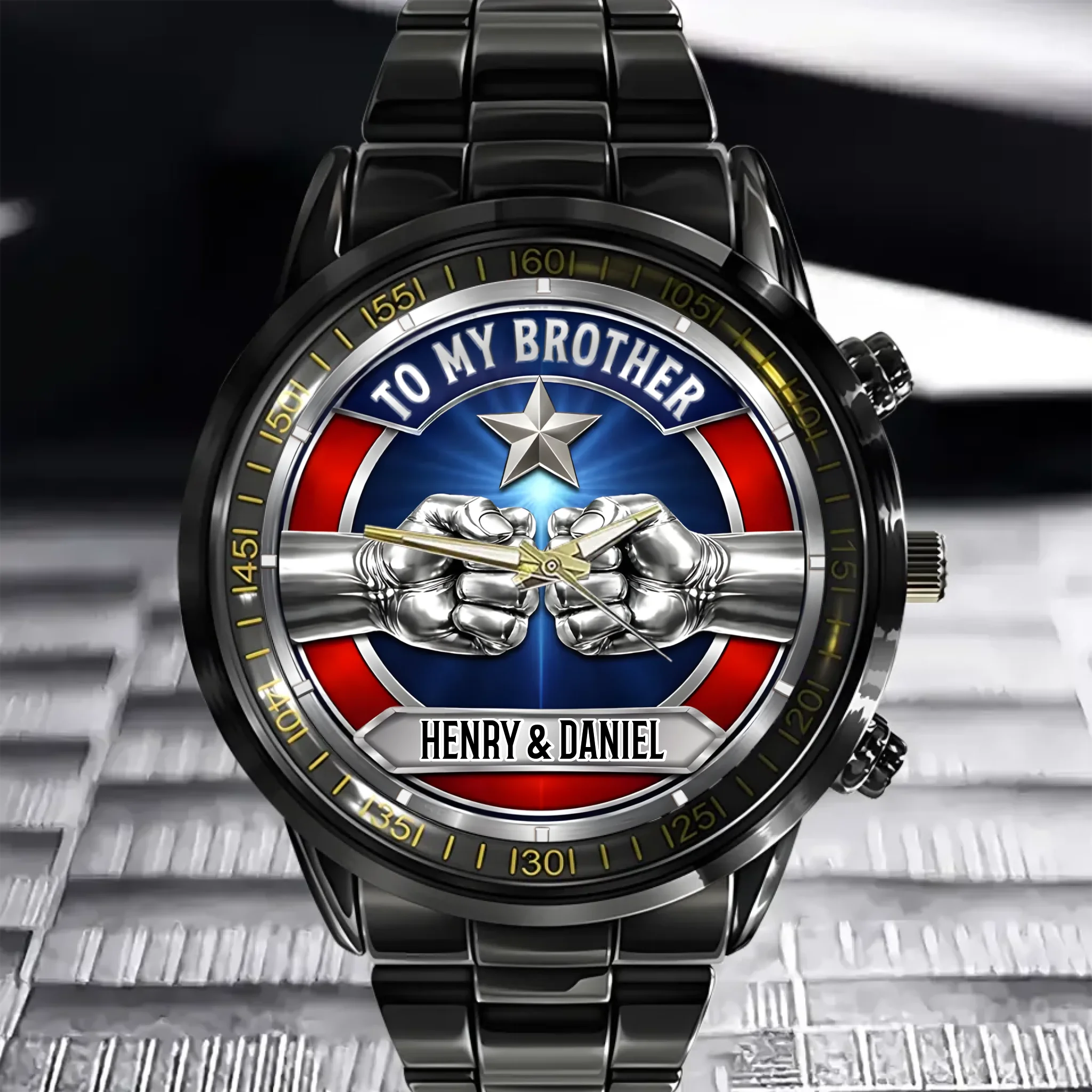 One Soul, Two Brothers Customized America 250th Anniversary Watch - Personalized Name - Gift For Veterans, Soldiers