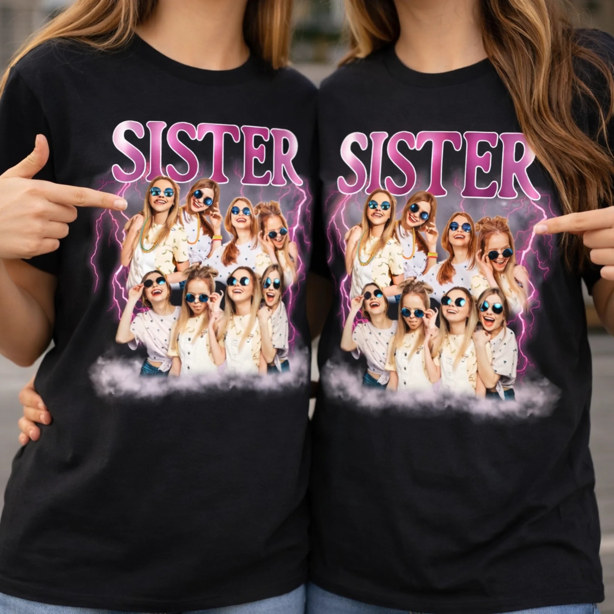 Customized SISTERS Photo Clothing - Personalized Title And Photo Shirt - Gift for Best Friends & Sisters